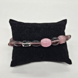 purple glass bead toggle bracelet 9 inch wearable length